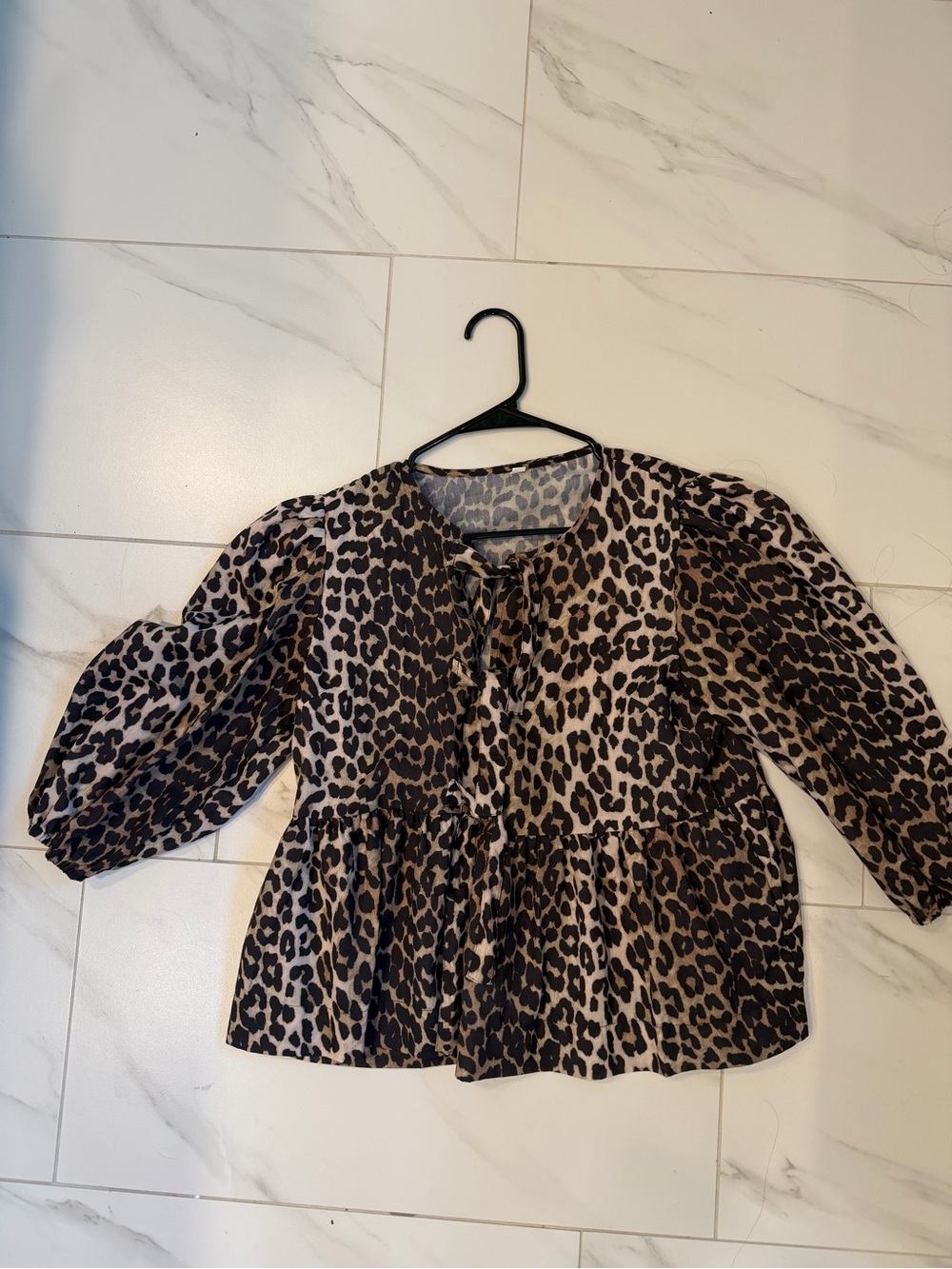 Girls' Leopard Print Peplum Top - Brown/Black